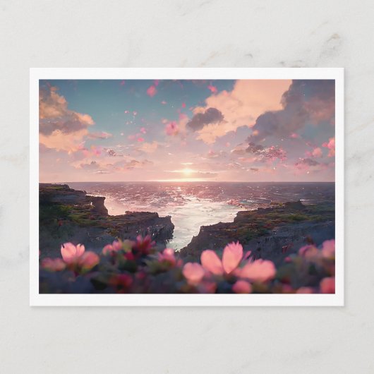 Floral Cliffside Ocean View Postkarte (Vorderseite)