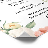 Floral Cocktail Bar Menu Bridal Shower Sign Poster (Ecke)
