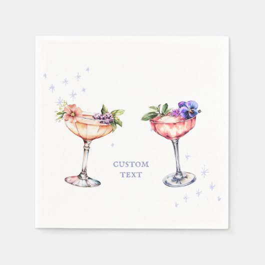 Floral Cocktail Geburtstag Einladung Serviette (Vorderseite)