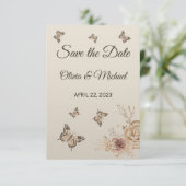 Floral Coffee Creme elegant Boho Save the Date (Stehend Vorderseite)