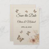 Floral Coffee Creme elegant Boho Save the Date (Vorne/Hinten)
