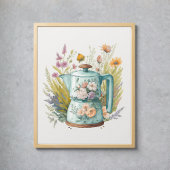 Floral Coffee Küche Wasserfarbe Botanischer Boho Poster