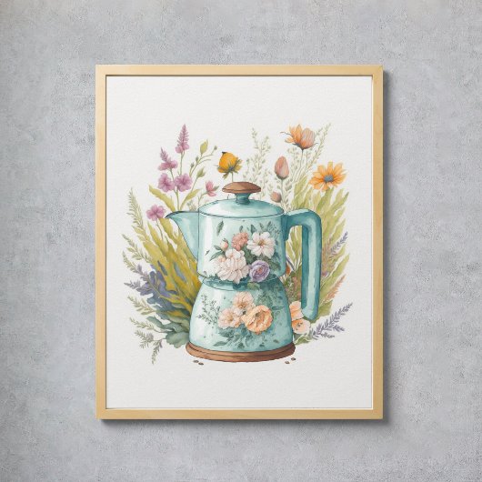 Floral Coffee Küche Wasserfarbe Botanischer Boho Poster