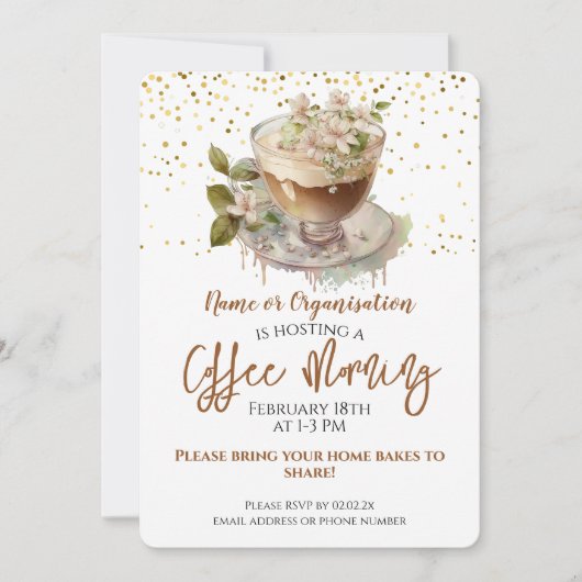 Floral Coffee Morning Fundraiser Einladung (Vorderseite)