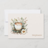 Floral Coffee Mug Personalized Mitteilungskarte (Vorderseite)