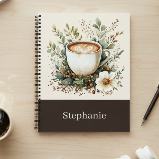 Floral Coffee Mug Personalized Notizblock