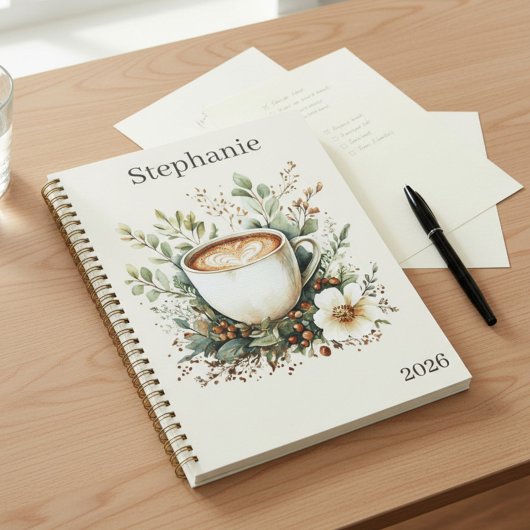 Floral Coffee Themed Personalized Planer