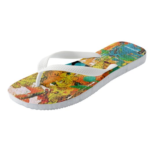 Floral Collage Flip Flops Badesandalen (Schrägansicht)