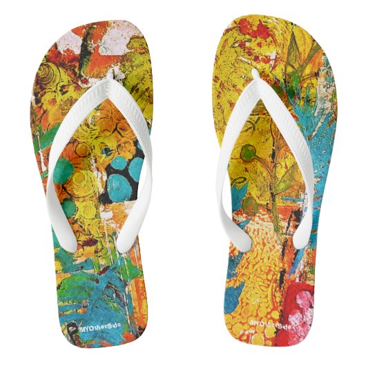 Floral Collage Flip Flops Badesandalen (Fußbett)