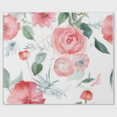 Floral Collage Watercolor Wrap Geschenkpapier (Flach)