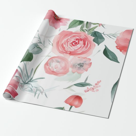 Floral Collage Watercolor Wrap Geschenkpapier (Ungerollt)
