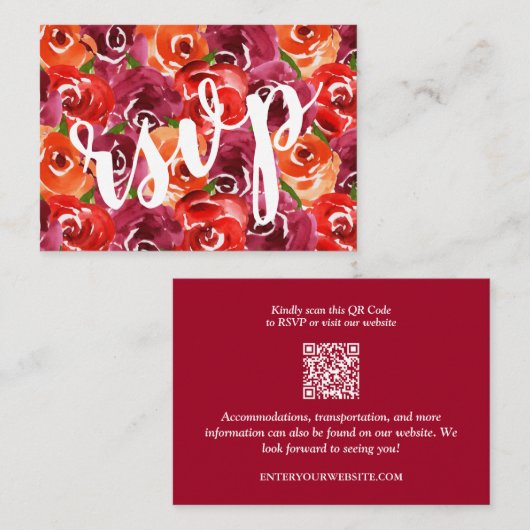 Floral Collage Wedding QR Code UAWG Begleitkarte (Vorne/Hinten)