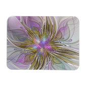 Floral Colorful Abstract Fractal With Pink & Gold Magnet (Horizontal)