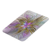 Floral Colorful Abstract Fractal With Pink & Gold Magnet (Linke Seite)