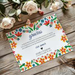 Floral Colorful Botanical Flowers Spanish Wedding Dankeskarte