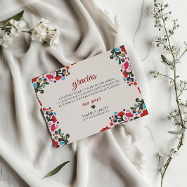 Floral Colorful Botanical Flowers Spanish Wedding Dankeskarte