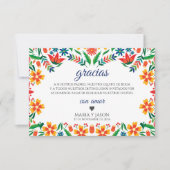 Floral Colorful Botanical Flowers Spanish Wedding Dankeskarte (Vorderseite)