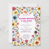 Floral Colorful Easter BRUNCH & HUNT Einladung (Vorderseite)