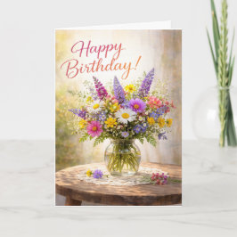 Floral Colorful Wildflowers Birthday Karte