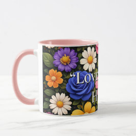 Floral Colourful Custom Quotes Valentines Mugs Tasse