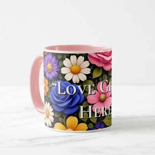 Floral Colourful Custom Quotes Valentines Mugs Tasse (Vorderseite Links)