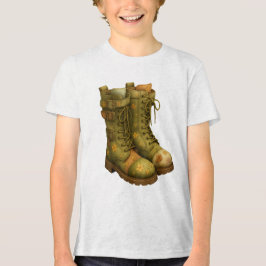 Floral Combat Boots –  Cottagecore Vintage style Tri-Blend Shirt
