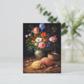 Floral Concha Still Life Art Postcard Postkarte (Stehend Vorderseite)