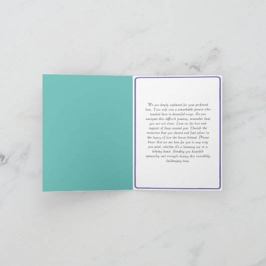 Floral Condolence Message Card für den Verlust der Dankeskarte (Innenseite)