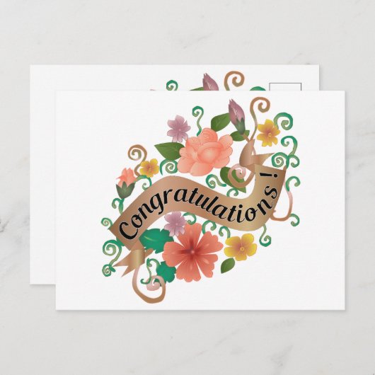 Floral Congratulations Card Postkarte (Vorne/Hinten)