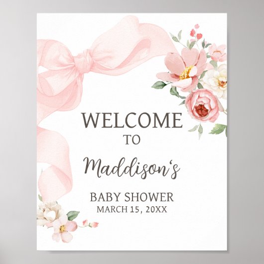 Floral Coquette Baby in Bloom Baby Dusche Willkomm Poster (Vorne)