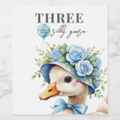 Floral Coquette Bow Silly Goose Boy Birthday Weinetikett (Einzelnes Label)
