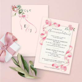 Floral Coquette Pink Bow Vintag Hotel Wedding Begleitkarte