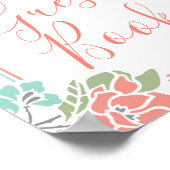 Floral Coral Aquamarin Brautparty Gästebuchsignatu Poster (Ecke)