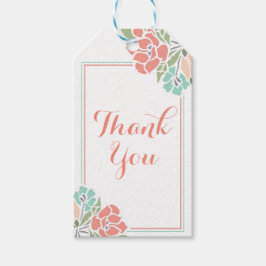 Floral Coral Aquamarin Vielen Dank Geschenkanhänger