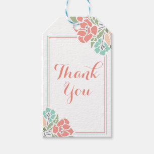 Floral Coral Aquamarin Vielen Dank Geschenkanhänger