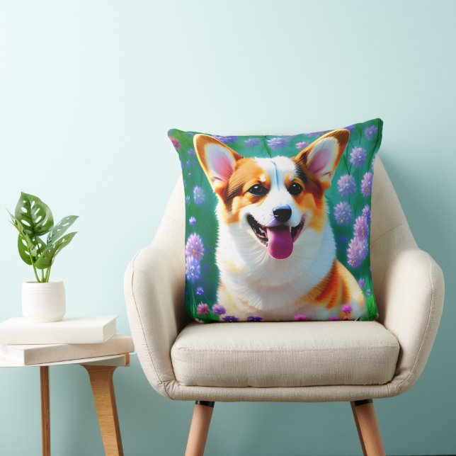 Floral Corgi Kissen (Stuhl )