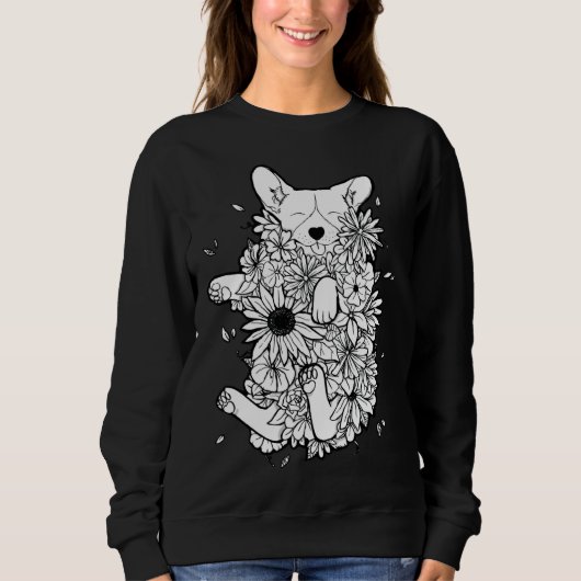 Floral Corgi Sweatshirt (Vorderseite)