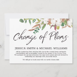 Floral Corona Virus Hochzeit verzögert die Datumsk Einladung