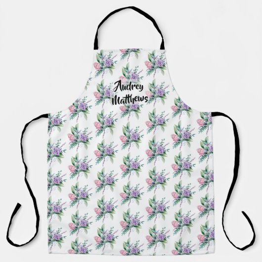 Floral Corsage pattern Personalize with Name Schürze (Vorderseite)