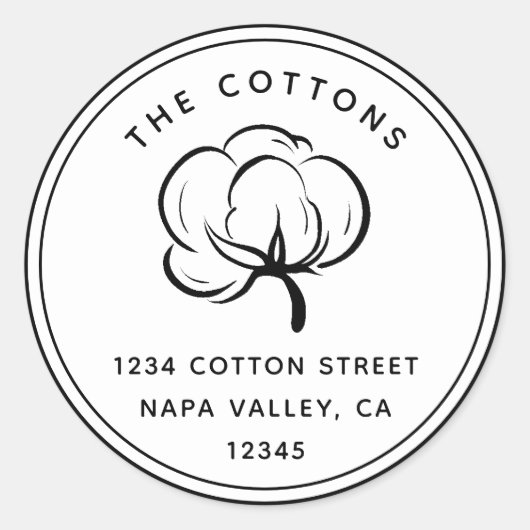 Floral Cotton Boll | RÜCKSENDEADRESSE Runder Aufkleber (Vorderseite)