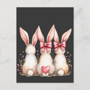 Floral Cottontail Bunny Coquette Bow Rabbit Oster Ankündigungspostkarte