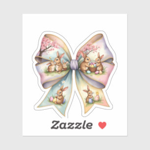 Floral Cottontail Bunny Coquette Bow Rabbit Oster Aufkleber