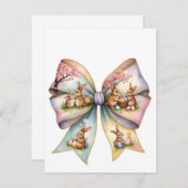 Floral Cottontail Bunny Coquette Bow Rabbit Oster Einladung (Vorne/Hinten)