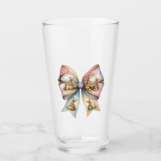 Floral Cottontail Bunny Coquette Bow Rabbit Oster Glas (Vorderseite)