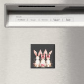 Floral Cottontail Bunny Coquette Bow Rabbit Oster Magnet (In Situ (Geschirrspüler))