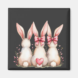 Floral Cottontail Bunny Coquette Bow Rabbit Oster Magnet
