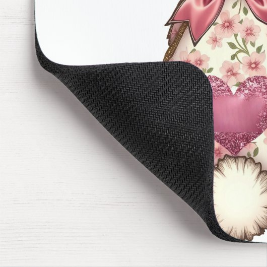Floral Cottontail Bunny Coquette Bow Rabbit Oster Mousepad (Ecke)