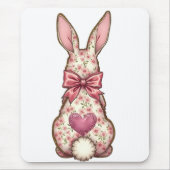 Floral Cottontail Bunny Coquette Bow Rabbit Oster Mousepad (Vorne)