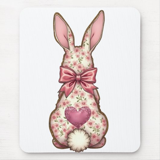 Floral Cottontail Bunny Coquette Bow Rabbit Oster Mousepad (Vorne)