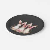 Floral Cottontail Bunny Coquette Bow Rabbit Oster Pappteller (Schrägansicht)